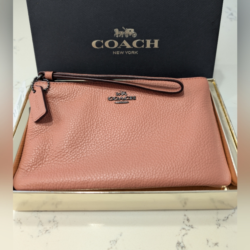 Coach Pink Leather Wristlet